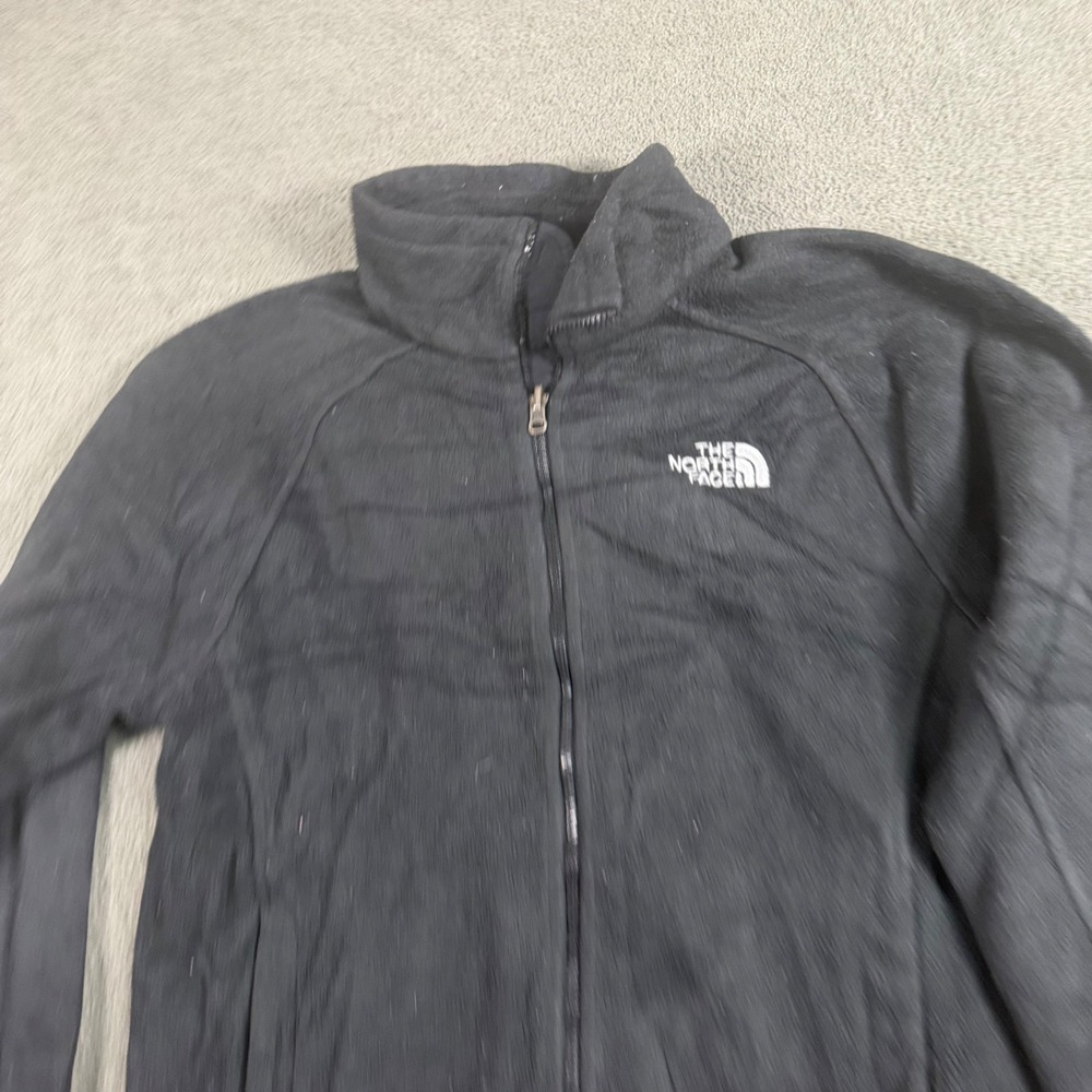 The North Face Mens Black Full Zip‎ Fleece Jacket Mock Neck Logo Outdoor Coat